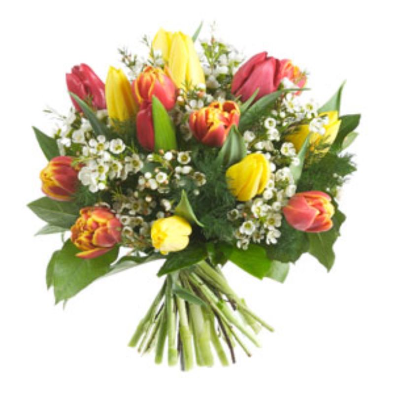 Flowers Milano Consegna Fiori A Domicilio Milano E Dintorni Bouquet Composto Da 20 Tulipani Colorati E Decorazioni Di Stagione Assortite